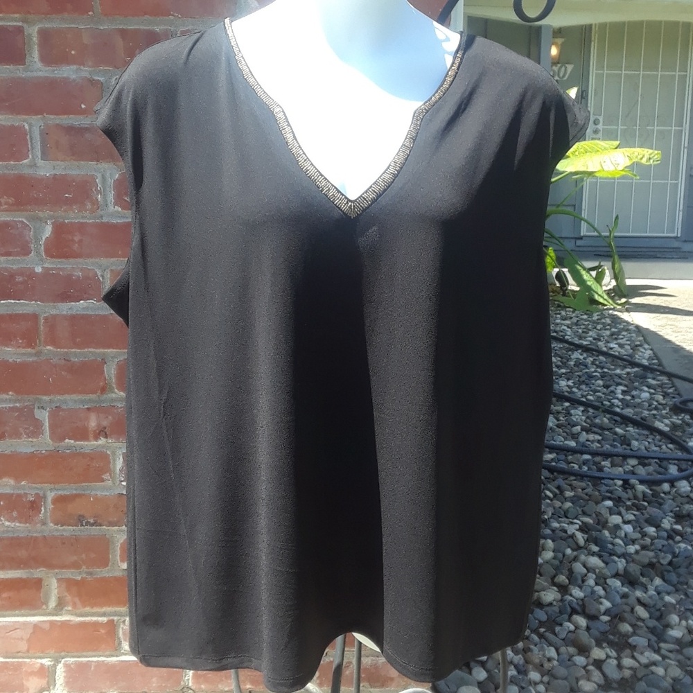 Black top with bead detail
